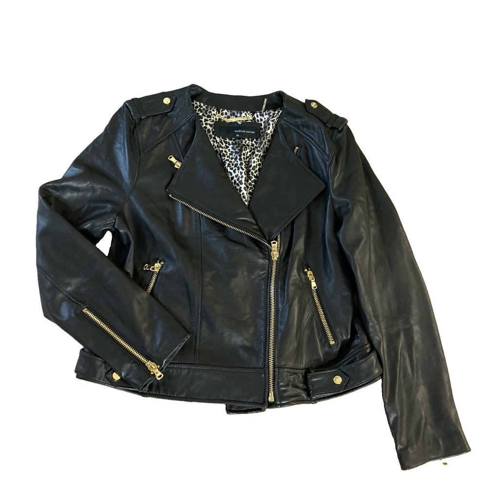 Wilsons Leather Maxima asymmetrical motorcycle jacket Sz XL Black Biker Moto